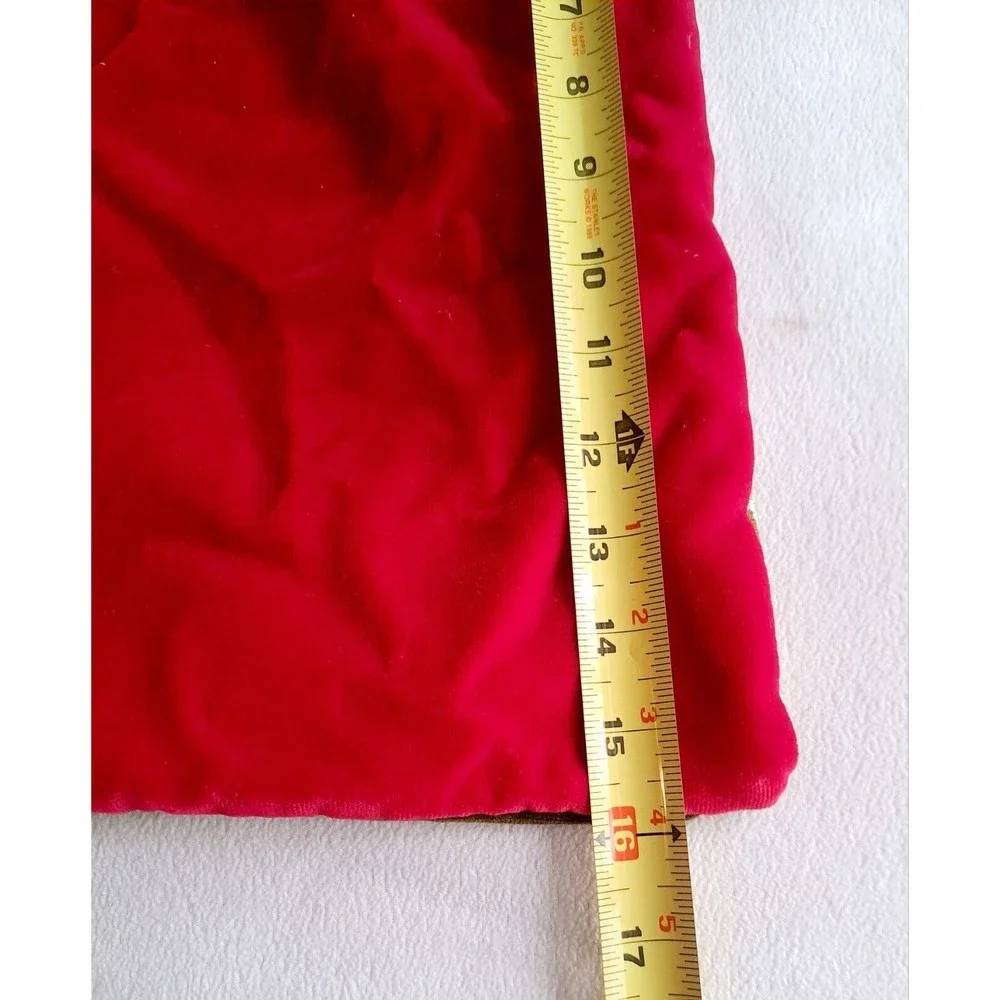 Custom Vintage Pair TAPESTRY Velvet Floral Pillow Cover Appx. 27'x16' Red,‎ Gold